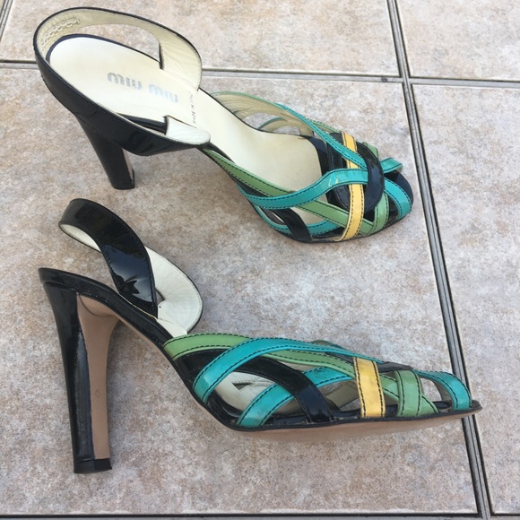 Miu Miu slingback peep toe patent leather sandals - Picture 6 of 12